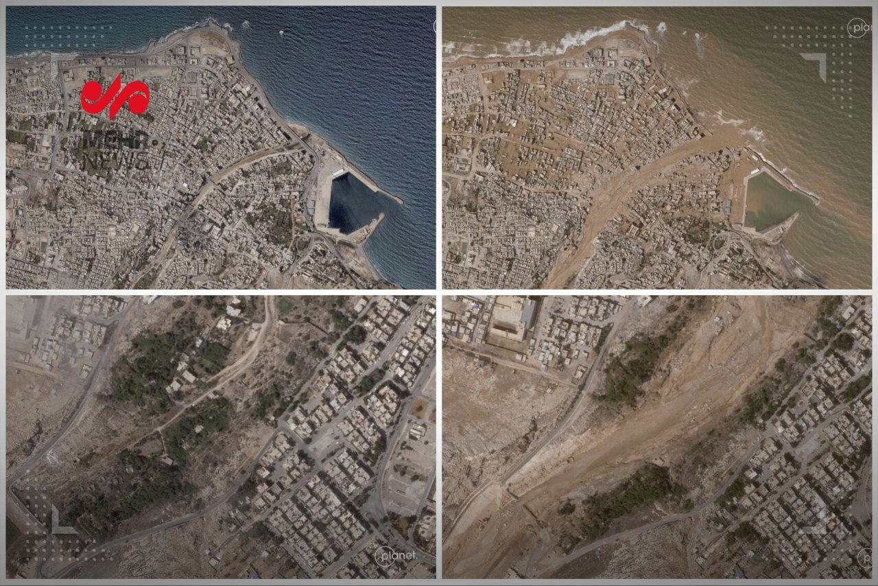 قبل و بعد از طوفان ویرانگر شرق لیبی + عکس - تلگرام آپ