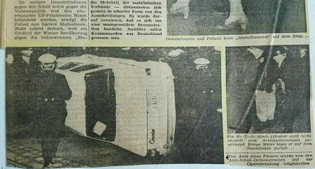 تصویر روزنامه اتریشی 23 ژانویه1969 تظاهرات دانشجویان ایرانی و اتریشی