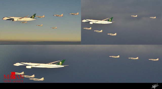 اسکورت هواپیمای حامل بن سلمان با ۶ جنگنده! + عکس