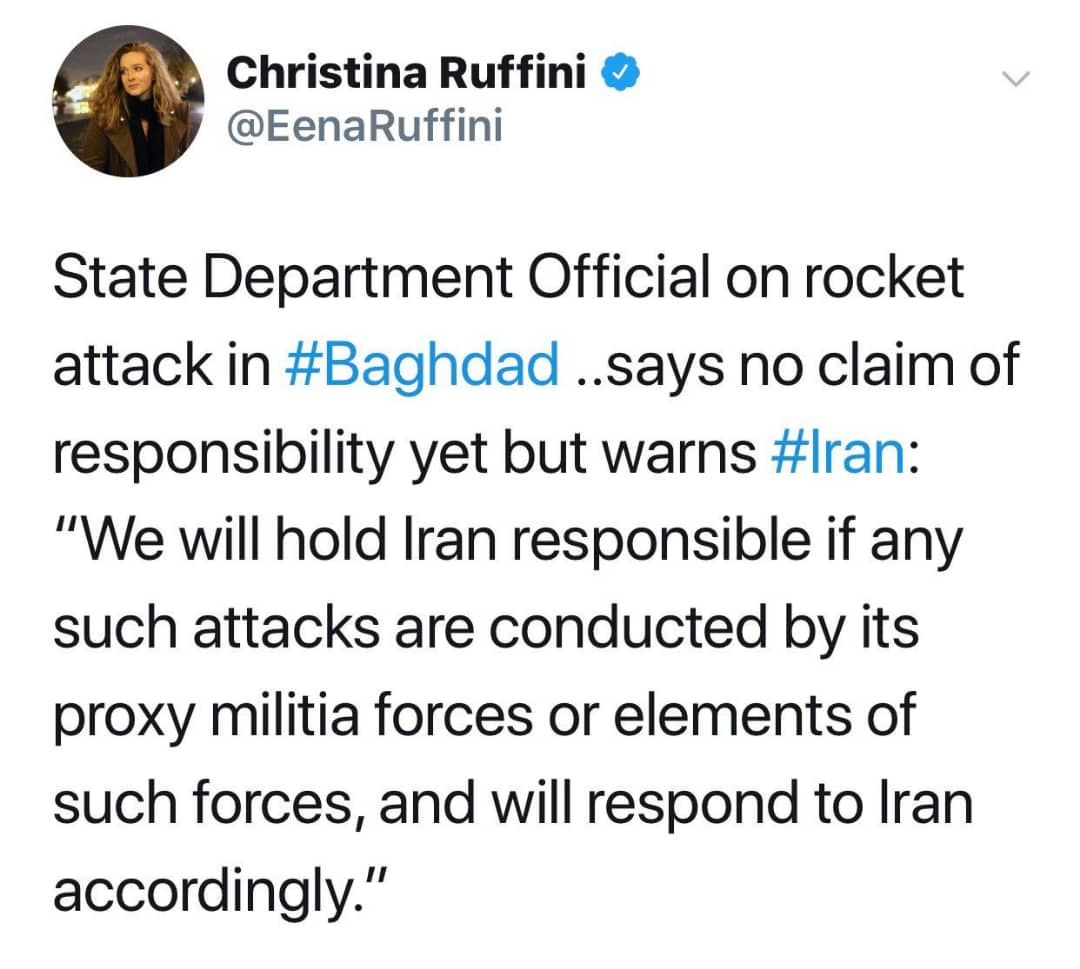 واکنش جالب یک خبرنگار در خصوص حوادث دیشب بغداد و اظهارات آمریکایی ها علیه ایران+عکس