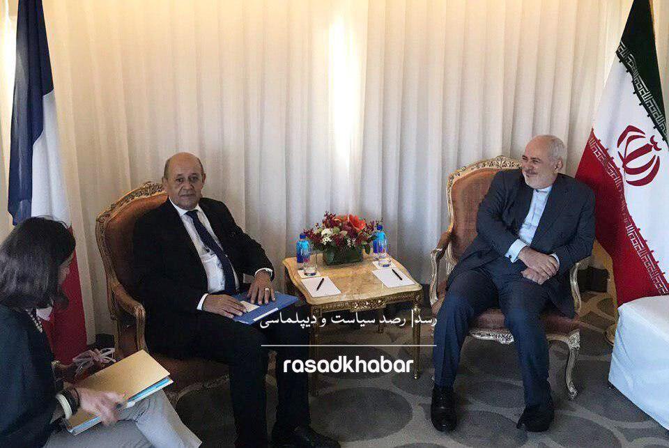 دیدار ظریف با وزیر خارجه فرانسه + عکس