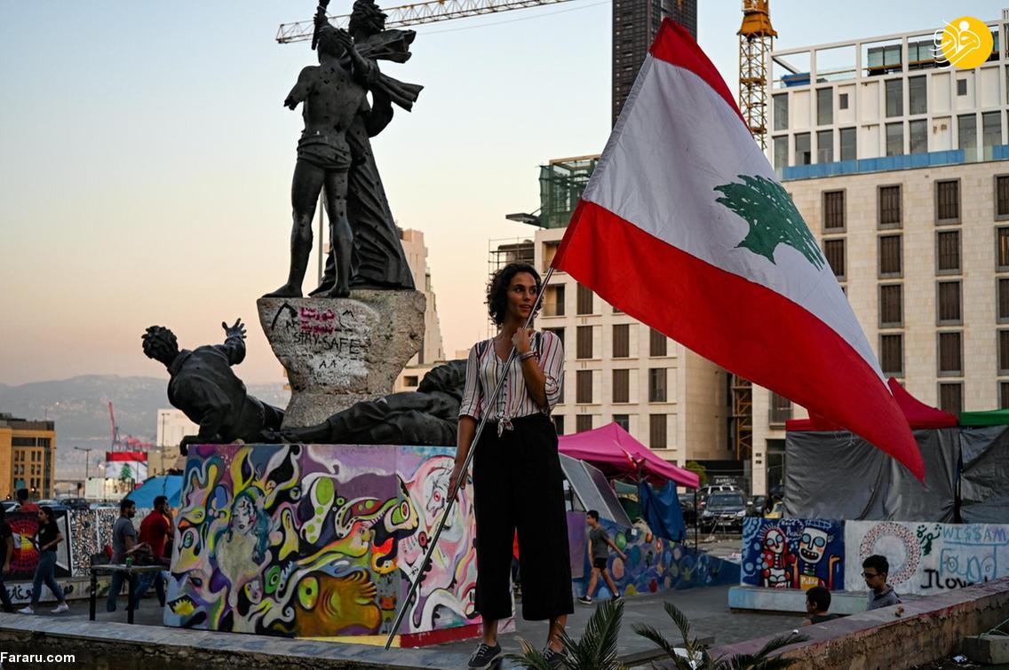 د‌ختری که پرچمدار اعتراضات در لبنان است + عکس