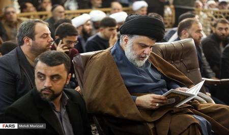 مقتدی صدر در مراسم سالگرد ارتحال آیت‌الله هاشمی شاهرودی + عکس