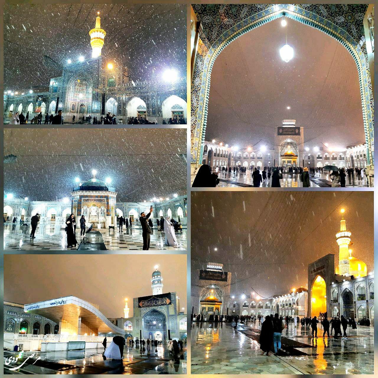 بارش اولین برف زمستانی در حرم مطهر رضوی + عکس