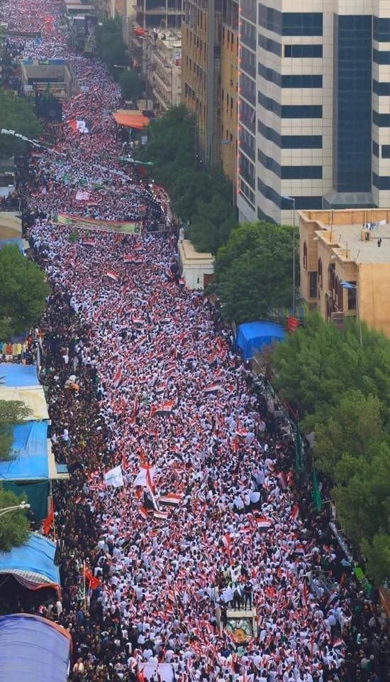 نمای هوایی از تظاهرات میلیونی ضد آمریکایی امروز در بغداد + عکس
