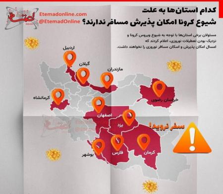 کدام استان‌ها به علت شیوع کرونا امکان پذیرش مسافر ندارند؟ + عکس
