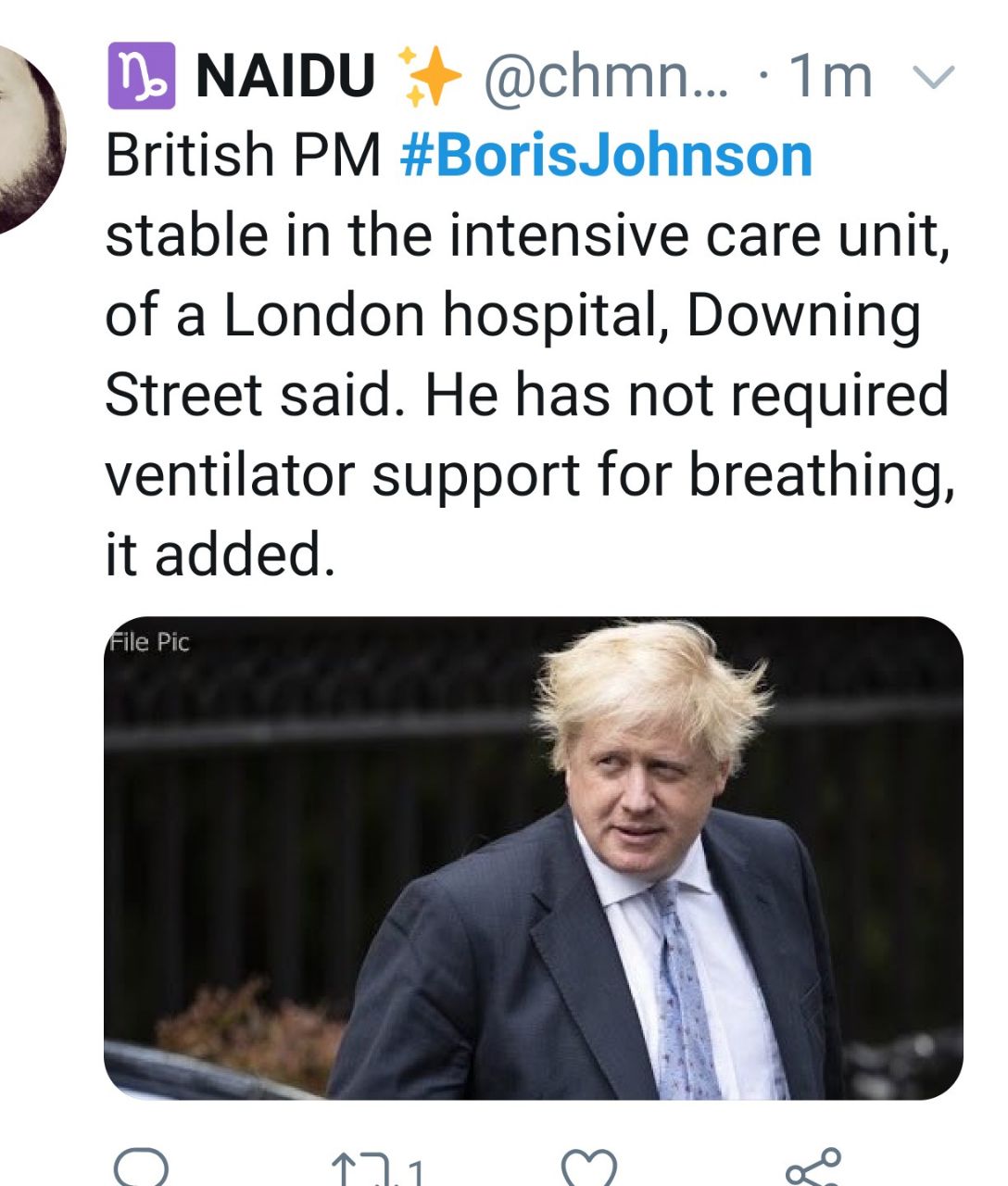 دفتر نخست وزیری بریتانیا: بوریس جانسون حالا بدون ونتیلاتور تنفس می کند +عکس
