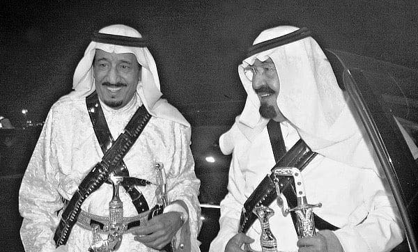 ملک سلمان در کنار پادشاه سابق عربستان + عکس
