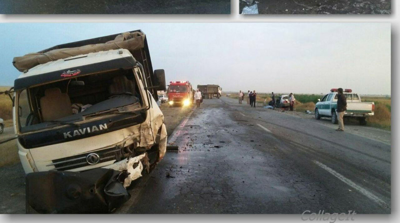 تصویری ناگوار از تصادف مرگبار کامیون با پراید + عکس