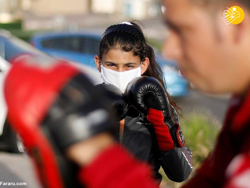 تمرین د‌ختران بوکسور غزه در خیابان + عکس