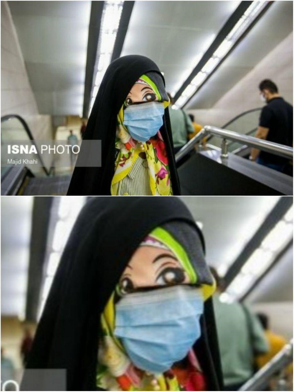 ماسک زدن جالب کودک تهرانی در مترو سوژه شد +عکس