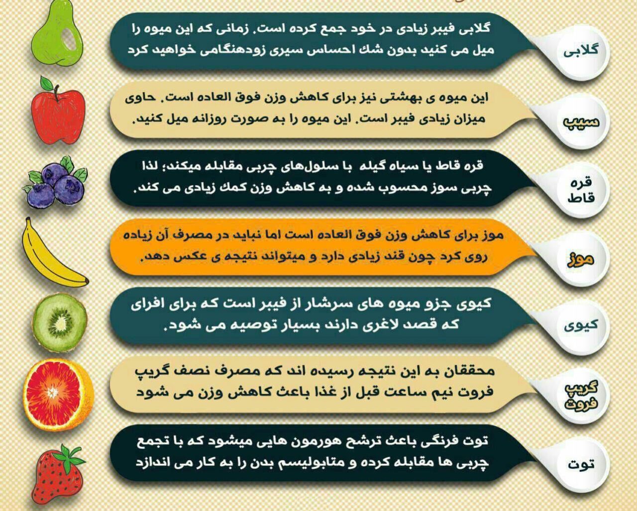 7 میوه برای کاهش وزن / اینفوگرافیک