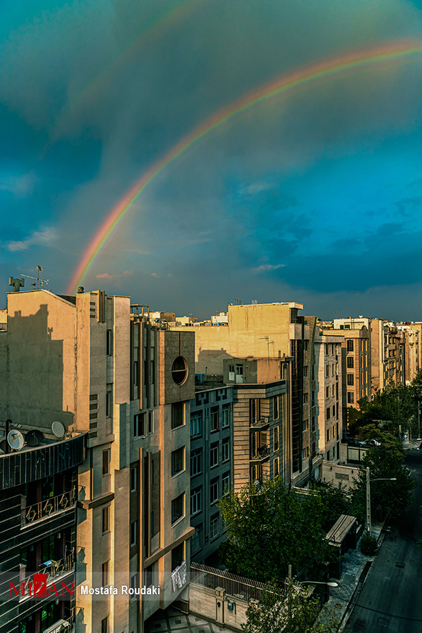 رنگین کمان تابستانی در آسمان پایتخت + عکس