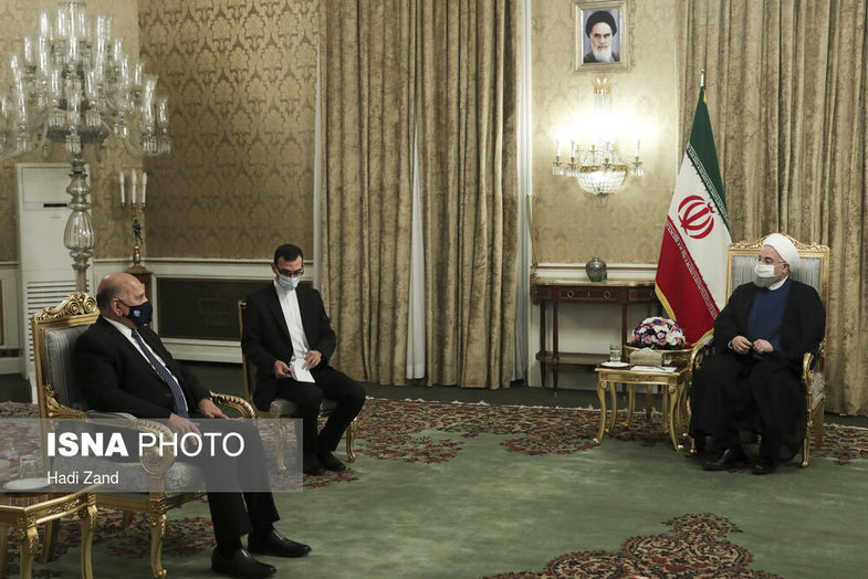 ماسک متفاوت وزیر خارجه عراق در دیدار با حسن روحانی + ‌عکس