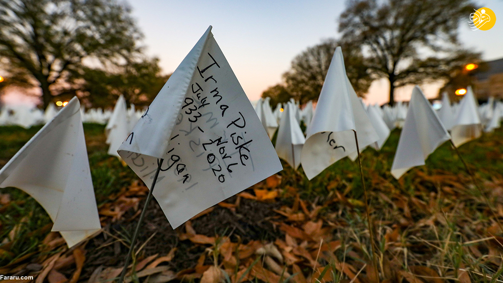 نصب ۲۵۰ هزار پرچم سفید به یاد قربانیان کرونا در آمریکا + عکس