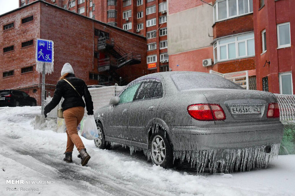 تصاویری عجیب از یخ زدگی در شرق روسیه! + عکس