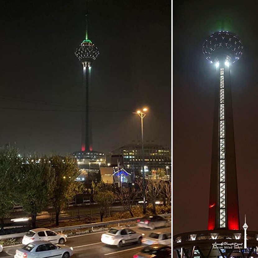 برج میلاد به رنگ پرچم ایران درآمد+ عکس