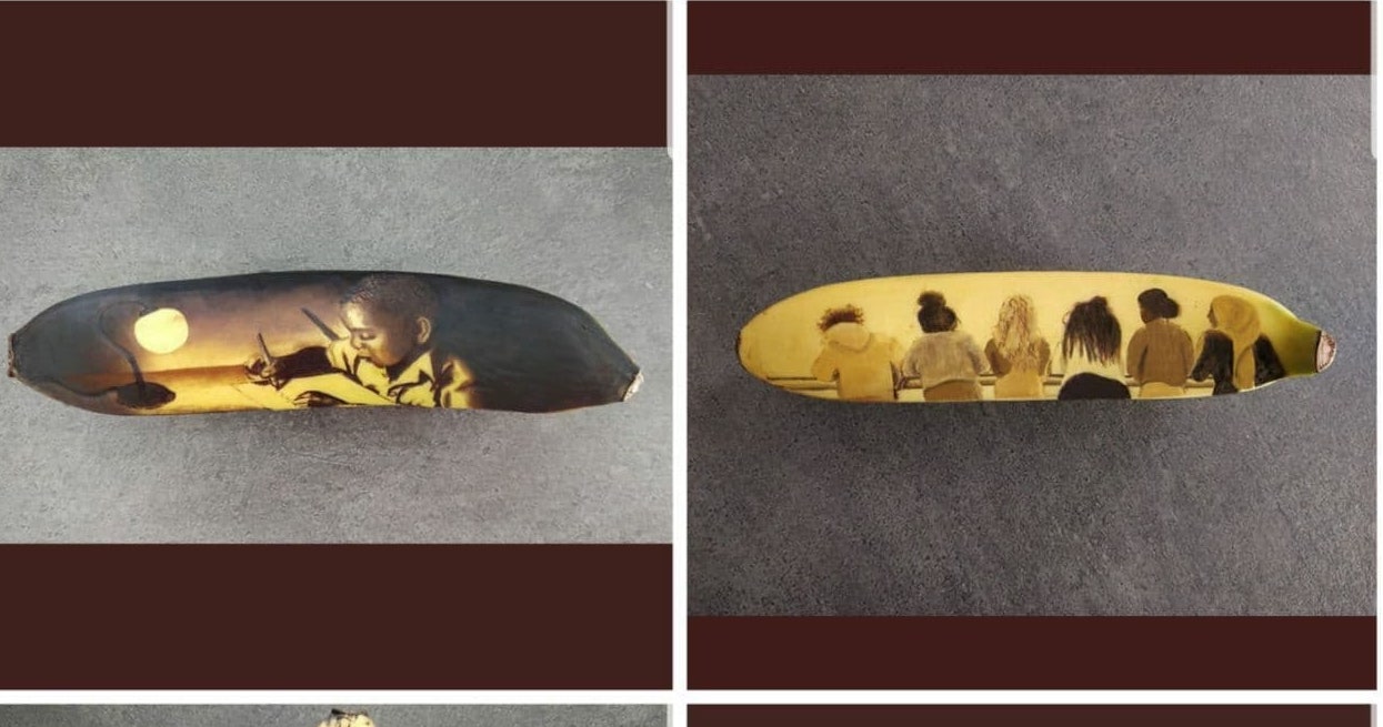 نحوه جالب حکاکی پوست موز! + عکس