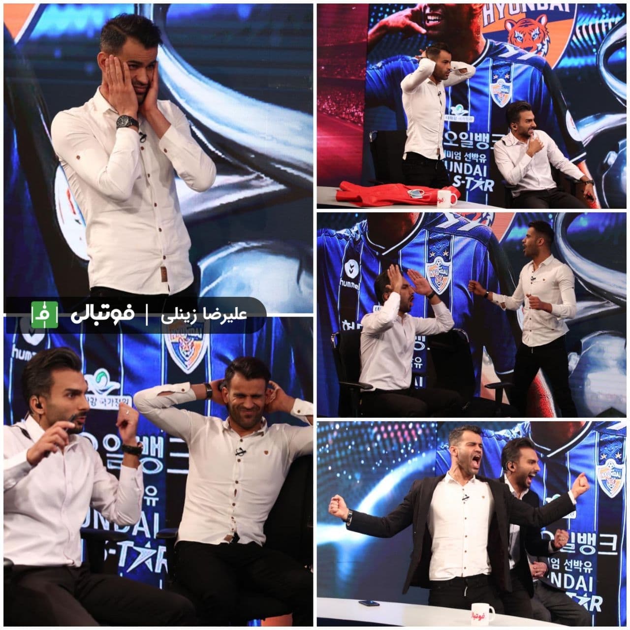 واکنش‌های جالب عیسی آل‌کثیر در پشت صحنه برنامه فوتبال برتر! + عکس