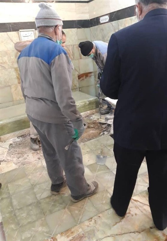 آماده‌سازی محل خاکسپاری آیت‌الله مصباح در حرم حضرت معصومه(س) + عکس