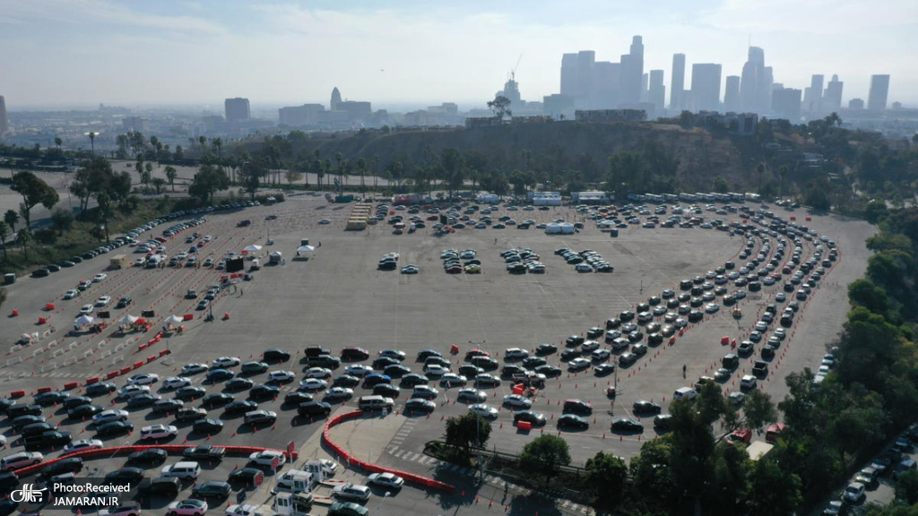 صف مردم برای آزمایش ویروس کرونا در آمریکا + عکس