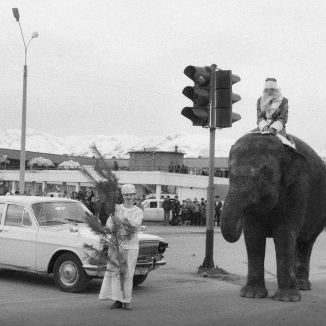بابانوئل فیل سوار در سال 1986 ⁣+ عکس