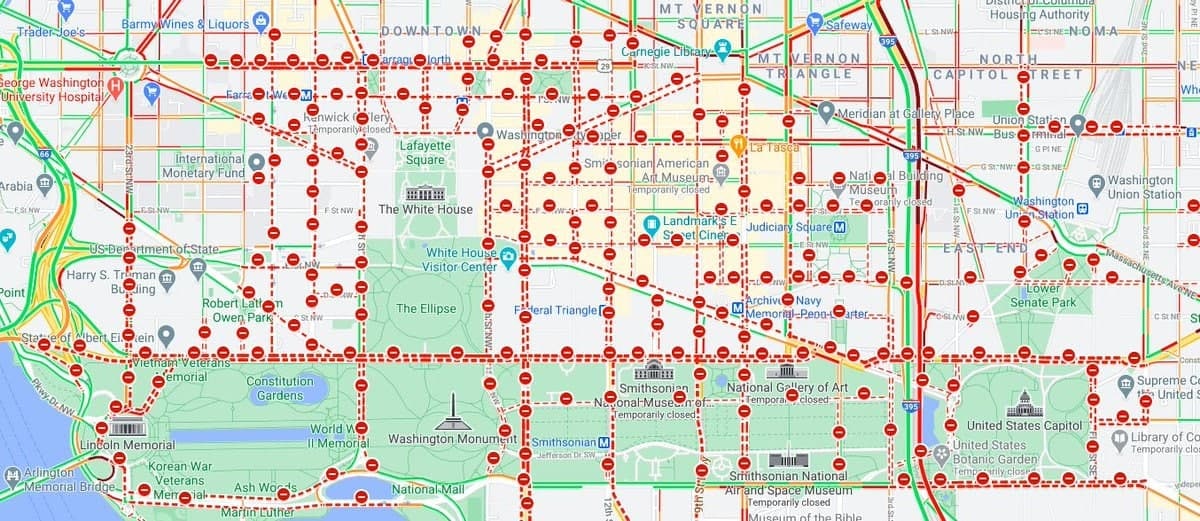 نقشه نقاط ایست و بازرسی در واشنگتن+ عکس