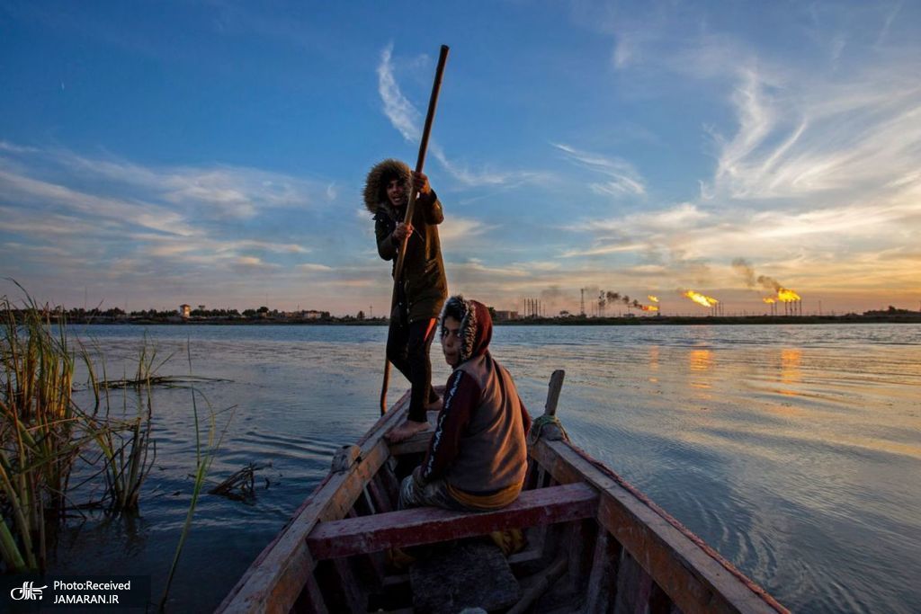 ماهیگیران عراقی در شمال بندر بصره این کشور + عکس