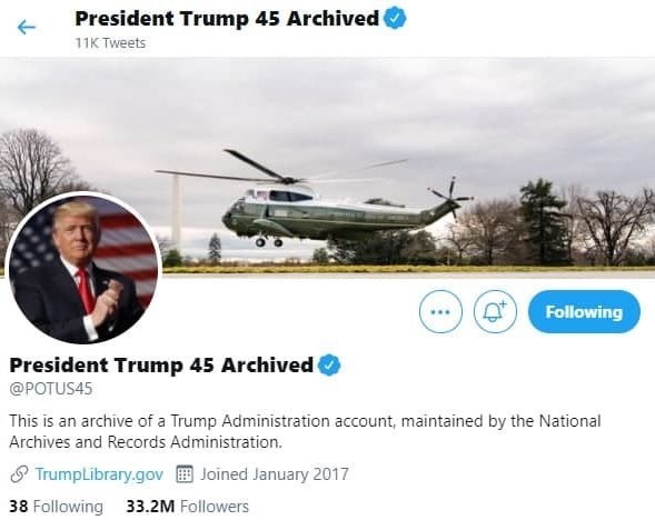 حساب توئیتری آرشیو شده ترامپ پر قدرت تر از بایدن + عکس