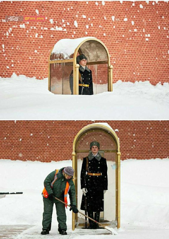 عملیات نجات سربازان کاخ کرملین از میان برف + عکس