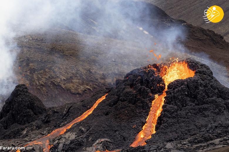 فوران آتشفشان در ایسلند + عکس