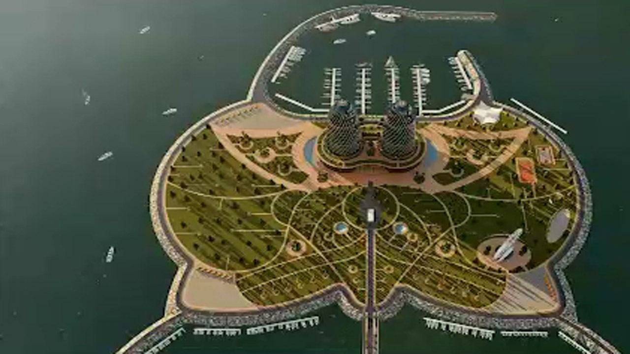 ساخت نخستین جزیره مصنوعی ایران در دریای خزر! + عکس