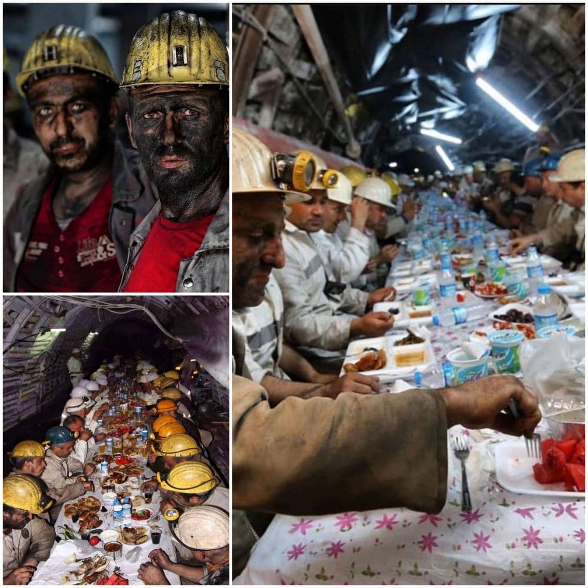 کارگران معدن در ترکیه در حال افطار +عکس