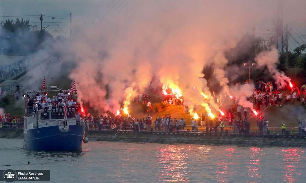 جشن قهرمانی پرشور بازیکنان تیم ستاره سرخ بلگراد صربستان + عکس