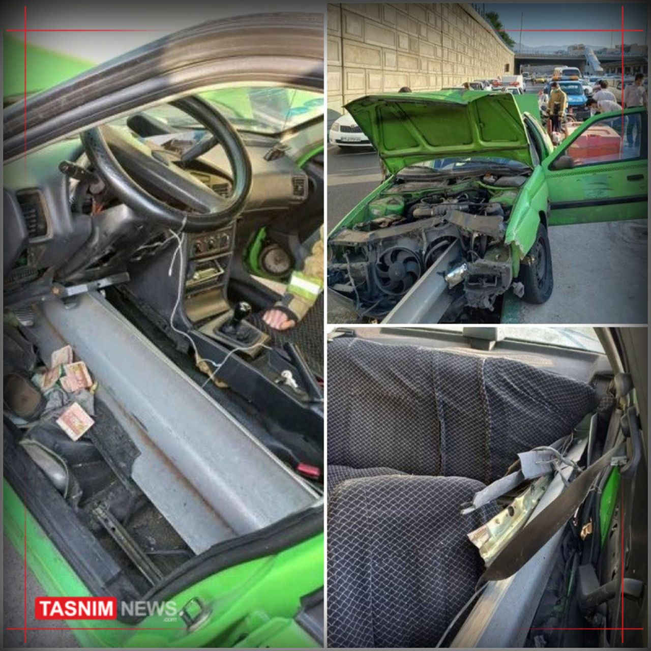 ورود گاردریل به داخل پژو در بزرگراه امام علی(ع) + عکس