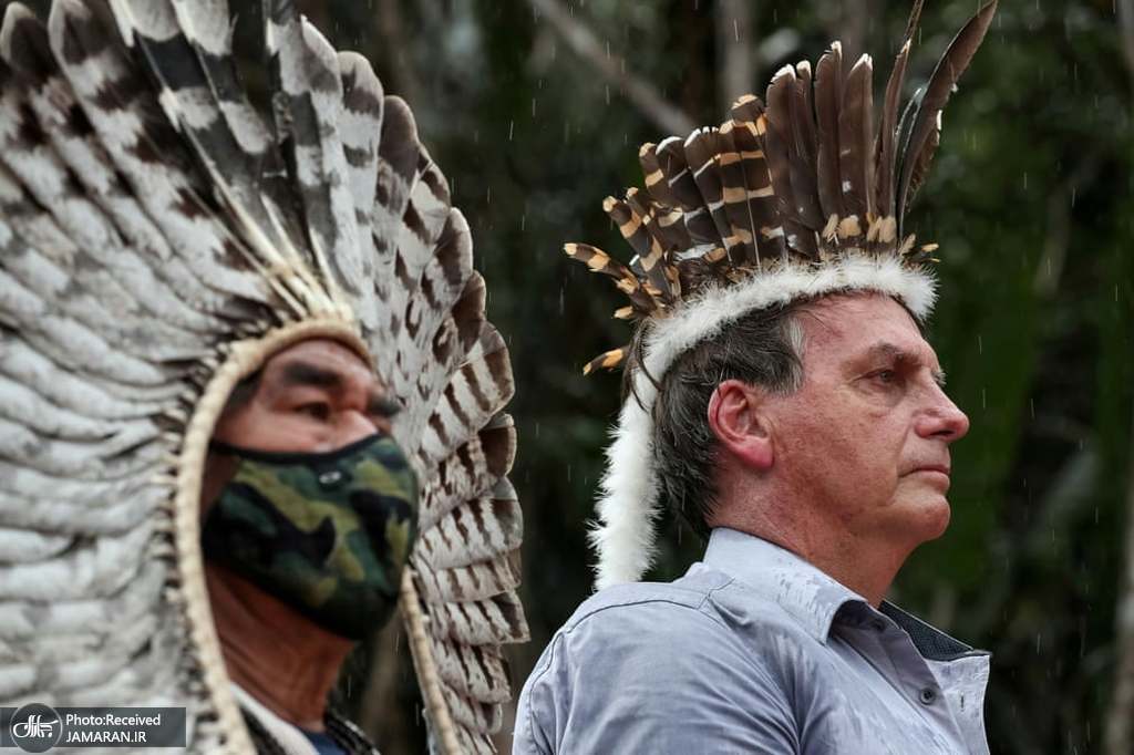 رئیس جمهور برزیل با تیپ بویان ایالت آمازون + عکس