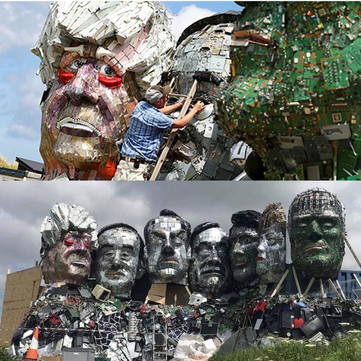 ‌ساخت مجسمه سران گروهِ هفت با زباله‌های الکترونیکی+ عکس