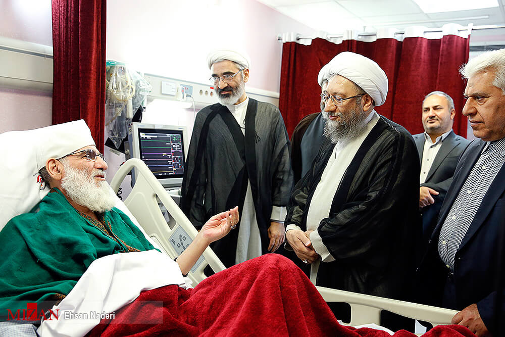  عیادت رئیس قوه قضائیه از آیت الله هاشمی شاهرودی /گزارش تصویری
