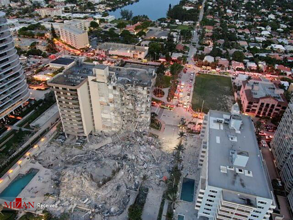 نمای هوایی از ساختمان فروریخته در میامیِ آمریکا + عکس