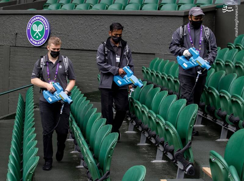  ضدعفونی صندلی‌های ورزشگاه + عکس