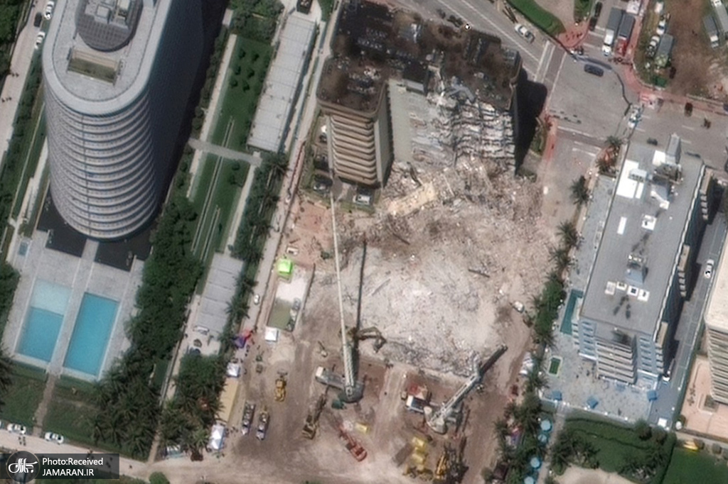 تصویر ماهواره ای از ساختمان فروریخته شده در میامی آمریکا + عکس