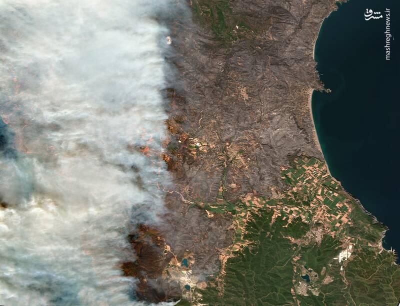  تصویر ماهواره‌ای از آتش سوزی در یونان + عکس