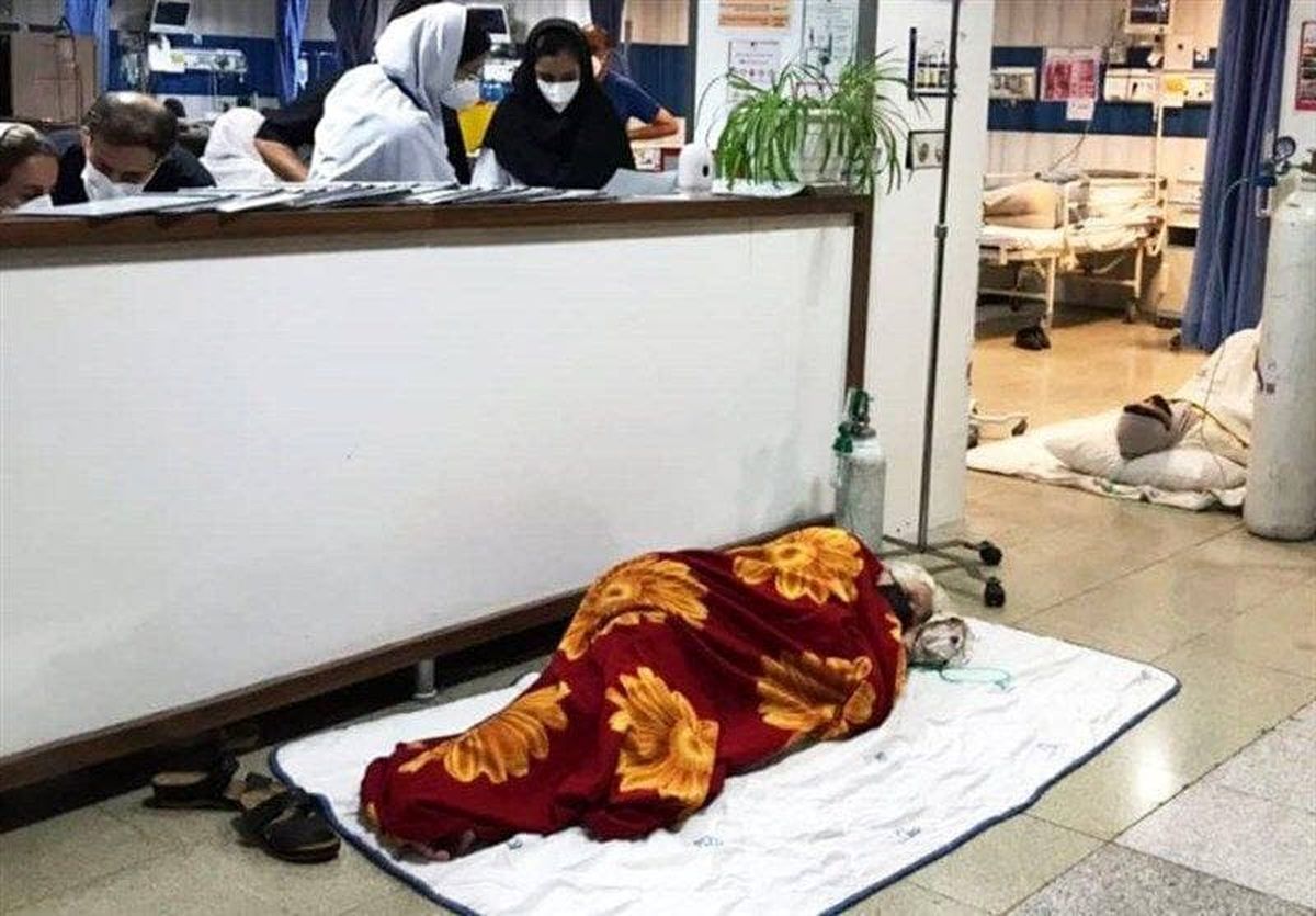 بستری بیماران کرونایی قزوین در کف بیمارستان +عکس
