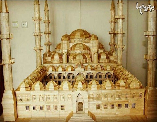 ساخت مسجد کبود ترکیه با 15000 چوب بستنی + عکس