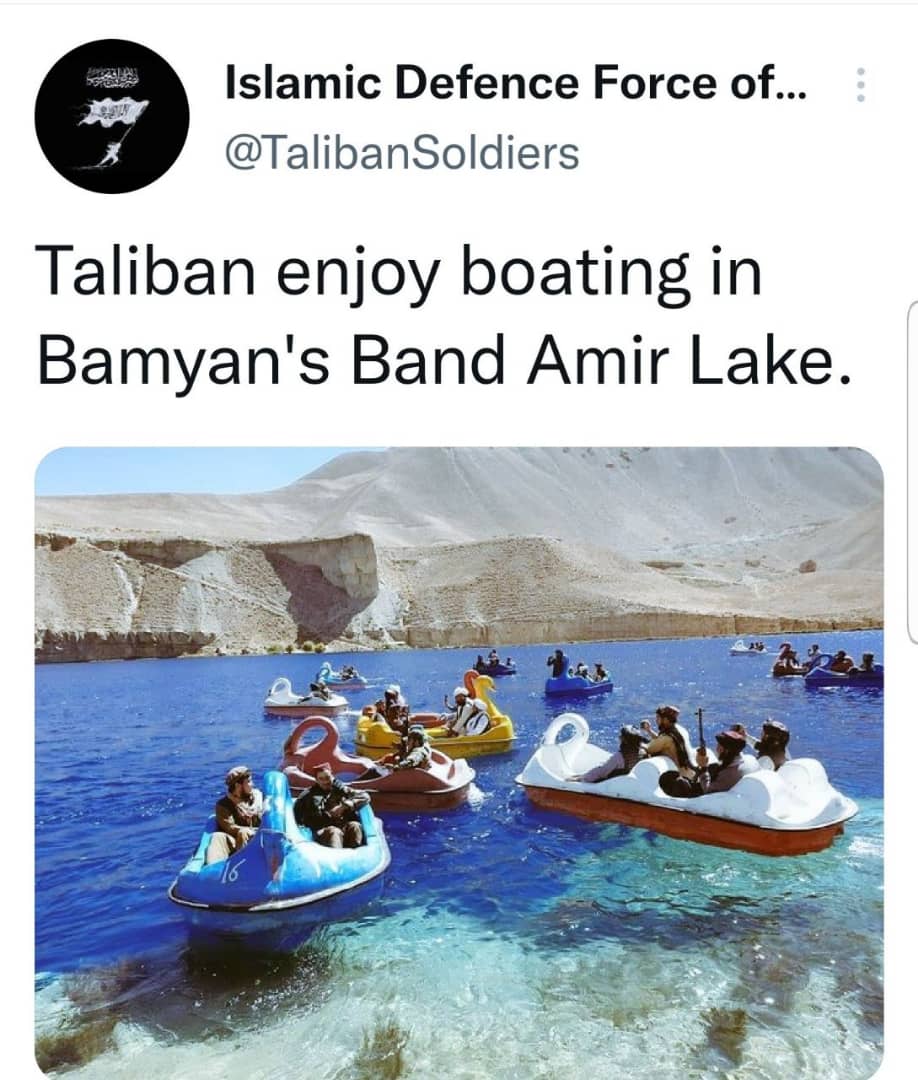 قایق سواری نیرو های طالبان در دریاچه بند امیر بامیان+ عکس