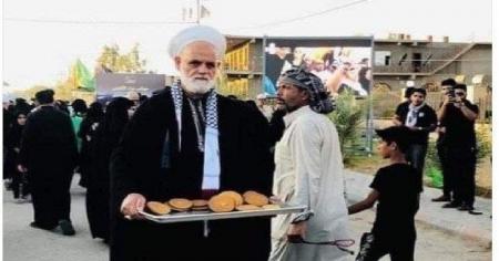 خادمی یکی از علمای فلسطین در پیاده‌روی اربعین + عکس
