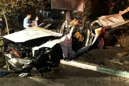 آتش گرفتن خودرو BMW در بزرگراه مدرس تهران + عکس