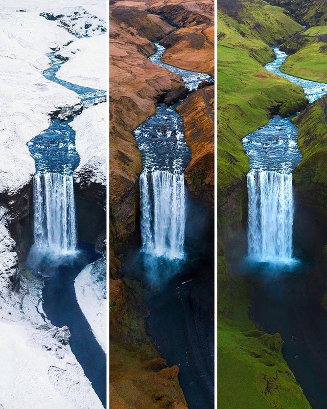 آبشاری فوق العاده زیبا در ۳ فصل مختلف + عکس