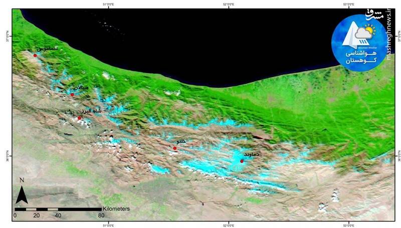 تصویر ماهواره‌ای از اولین برف پاییز در البرز + عکس
