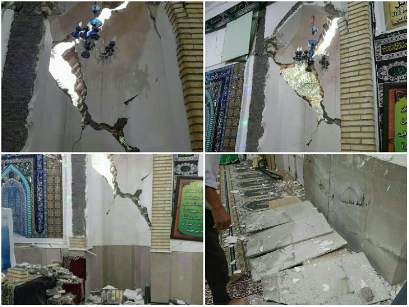  تخریب بخش هایی از مسجد فین بندرعباس در پی زلزله + عکس